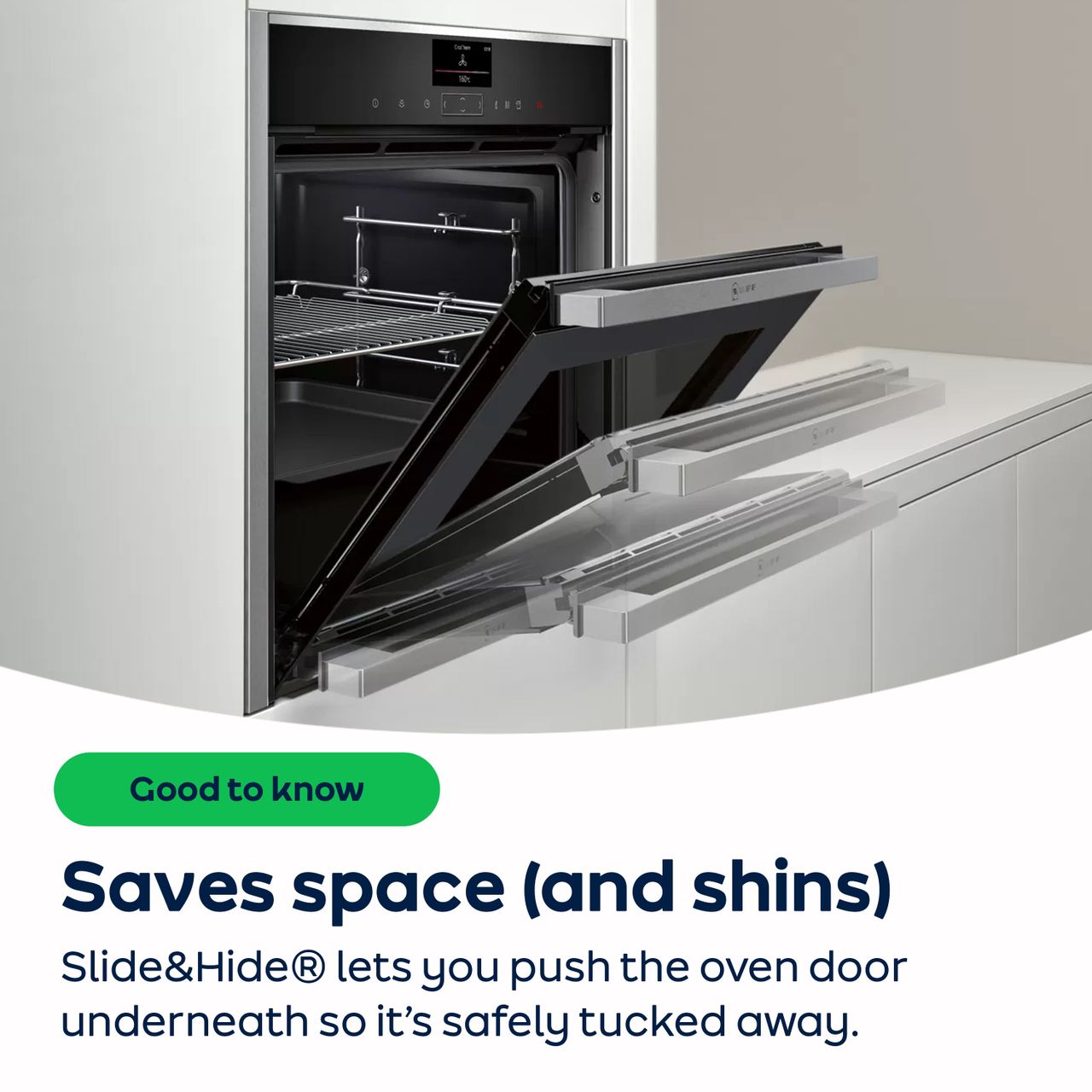 Slide and hide built in outlet oven